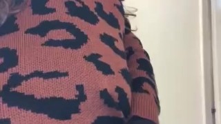 Tranny sissy in slave suit and sweater dress masurbates