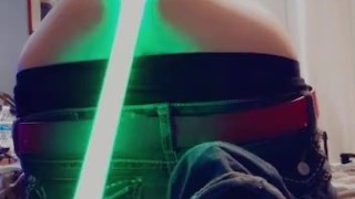 tgirl licks sucks and fucks lightsaber