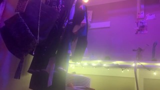 hot blonde masturbates in closet at party and rubs wet pussy so hot