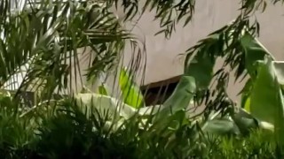 Flashing the roofer, showing off ginger cock