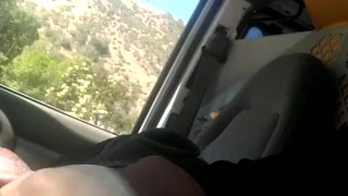 Cumshot stuck on the side of road waiting for tow truck