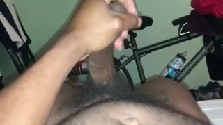 Stroking my curved dick 