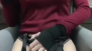 Femboy crossdressor masturbating in stockings and garter belts 