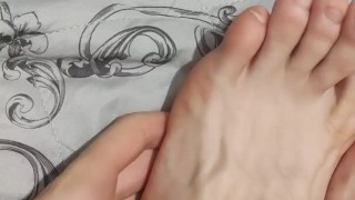 Showing off my sexy long feet and my soles while squatting on my chair