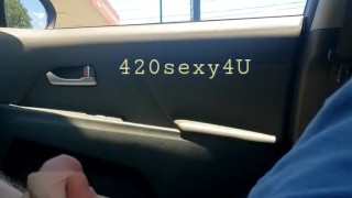 Hairy ginger edging in public, showing off at a gas station 