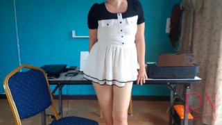 SEXRETARY Secretary shows pussy The boss shoots a naked secretary on video