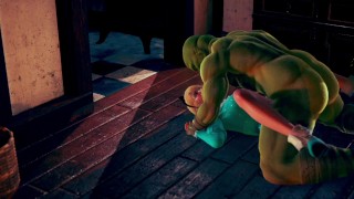 beautiful princess creampie to the big monster - 3d hentai animation