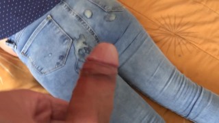 Compilation of cumshots on the big ass of my latina wife, mature, hairy