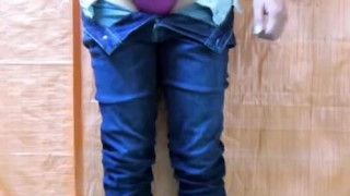 Japanese Twink Boy Jerks Off in Tight Jeans