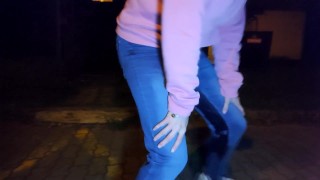 Wetting my jeans on parking place at night(loud hissing sound)