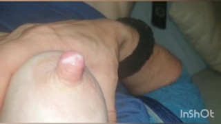 Real Amateur MILF Milking Boobs and Squeezing Milk from Nipples