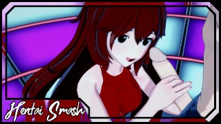 Girlfriend deep throating cock and swallowing cum on stage - Friday Night Funkin Hentai