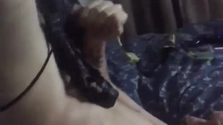 Cumming on my own face wearing a thong