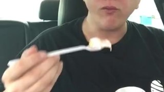 Piggy eating snacks at sonic 