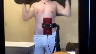 6'5" Jock working out naked