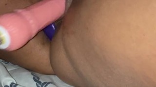 Lesbian Latina Milf can barely take the pounding from her sex machine!