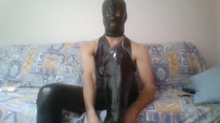 muscle guy become a sissy slut leather crossdresser with stocking, panty, leggings and knee boots