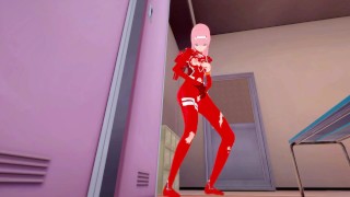 Zero Two в экзоскелете ласкает свою киску трясётся и кончает | женсая раздевалка [3d hentai]