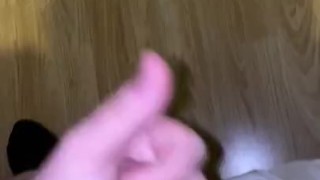 Wanking my hard cock until I cum all over the floor 