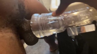 Hung Black Dick Fucking & Stroking Fleshlight Til He Drops A Load 