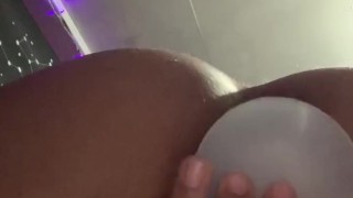 Mixed Chick w/ Fat ASS Fucks Herself w/ Realistic DILDO Until She Cums SOUND ON
