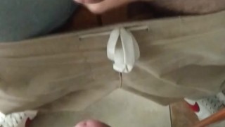 Jizzing on the mirror. I slap my own dick