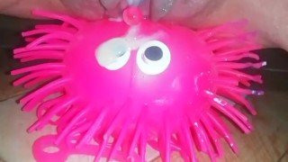 Teenage cunt dripping creampie all over the face of a funny pink toy - HD Angel Fowler 
