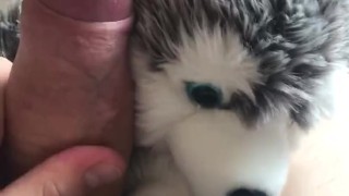 Jacking off again with my wolf plush