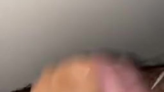 Solo trans man dildo play