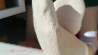 blue eyed brunette enjoys the sun and birds singing, foot fetish, socks fetish, your fetish-GinnaGg
