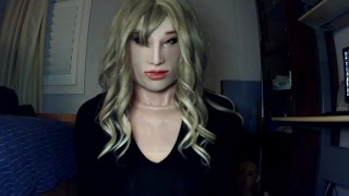 Bunny May Pt7! Triple female masked girl May plays with her rubber pussy with her rubber hands!