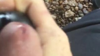 Cumming outside with vibrating wand 