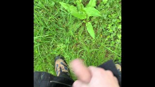 Fondling and Marking my territory in the forest. Lots of pee!