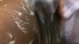 Having fun with shaving cream