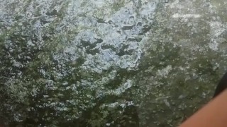 GREAT Public Outdoor traveling pissing to the river for a camera