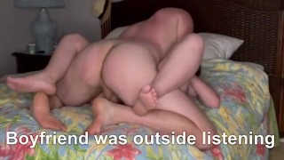 Hotwife fucks bull on vacation while her man waits outside - sloppy seconds