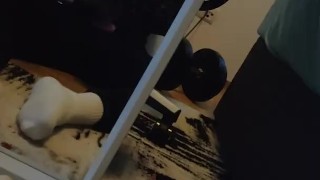 Mx teen jerks off in gear