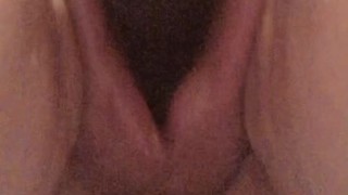 Pussy swallows black dildo