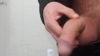Johnholmesjunior at public bathroom flashing monster cock hard on and jerk off in vancouver restroom
