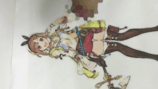 萌え声な男の娘が、無駄打ち射精した白い精液でアニメイラストの女の子を妊娠させようとする動画