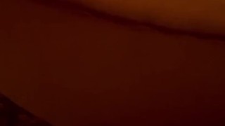 Husband cums while watching wife fuck bull in theater room