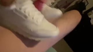 Amazing Reebok classic shoejob with cum