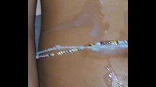 A lil sucking and fucking makes him Cum all over my Belly. Milks last few drops on my pussy