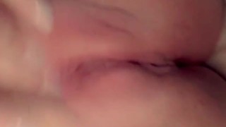 Thick white girl touches pussy