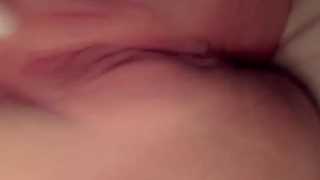 Thick white girl touches pussy