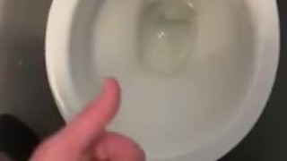 Playing with myself in the public toilets with big cumshot 