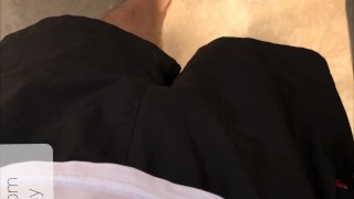 AMPUTEE guy walking with crutches