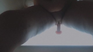Big TITS bounce while I fuck my silicone suction cup baby🍆