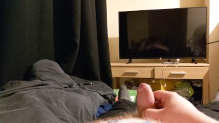 Chubby boy blowing a big load of hot cum all over himself