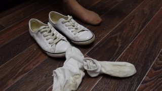 Mistress show shoes and dirty stinky socks feet soles and pantyhose tights